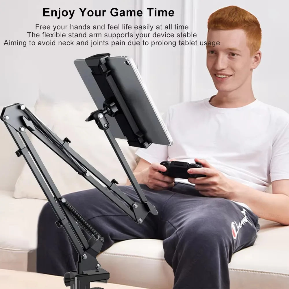 Support Tablette & Téléphone pour Lit - Bras Orientable 360°