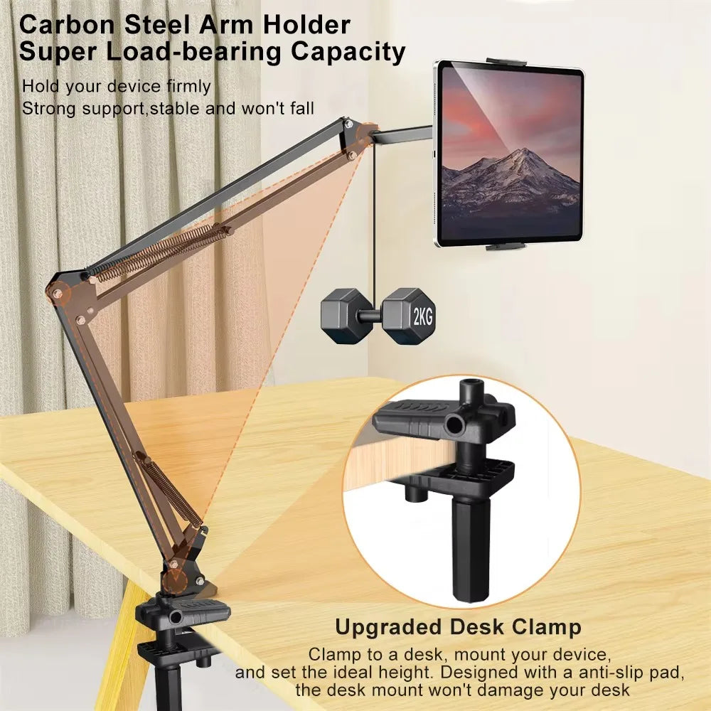 Support Tablette & Téléphone pour Lit - Bras Orientable 360°